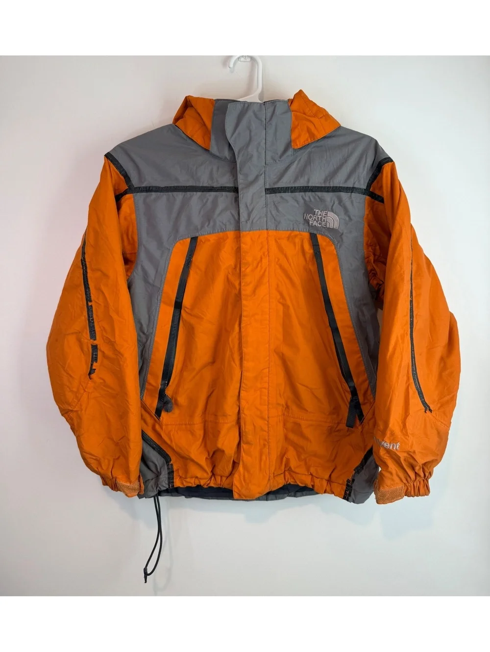 The North Face Orange and Gray Hooded Outdoor Jacket Boys Medium